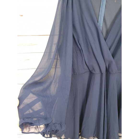 Chicsoul Long Sleeve Navy Blue Ruffle Hem Layered Dress Size 1X - Picture 3 of 8